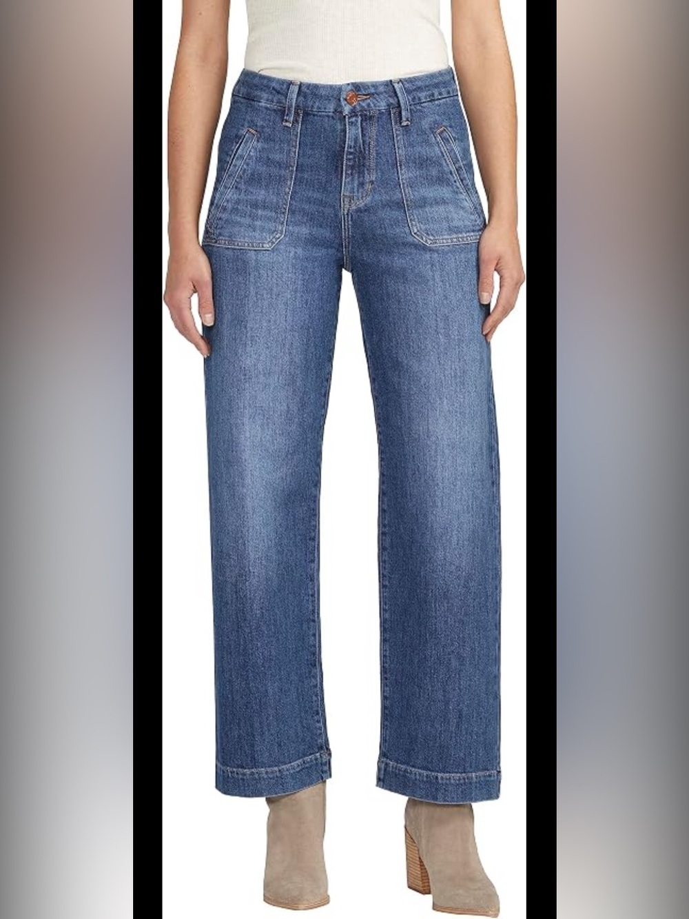 JAG Sophia Wide Leg Patch Pocket Crop Jeans 6